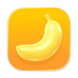 Nano Banana, Google Gemini 2.5 Flash, Yellow Banana, Fruit, Food (Liquid Glass) macOS icon
